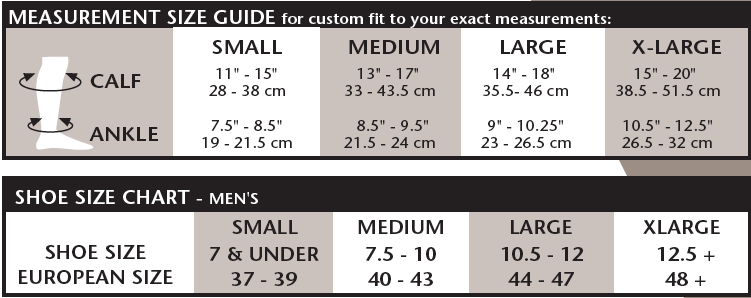 mens trouser sock with shoe size chart